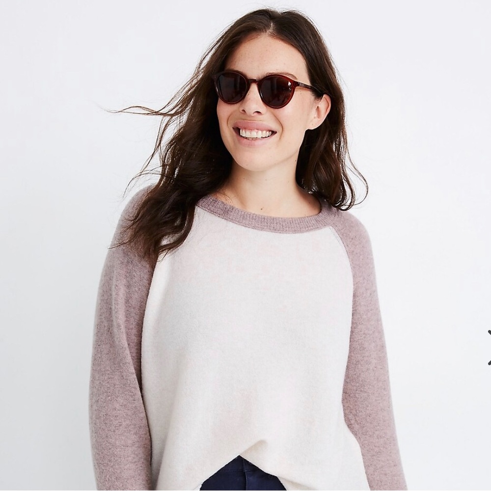 Madewell Colorblock Allister Pullover Sweater in Coziest Yarn | Size Small